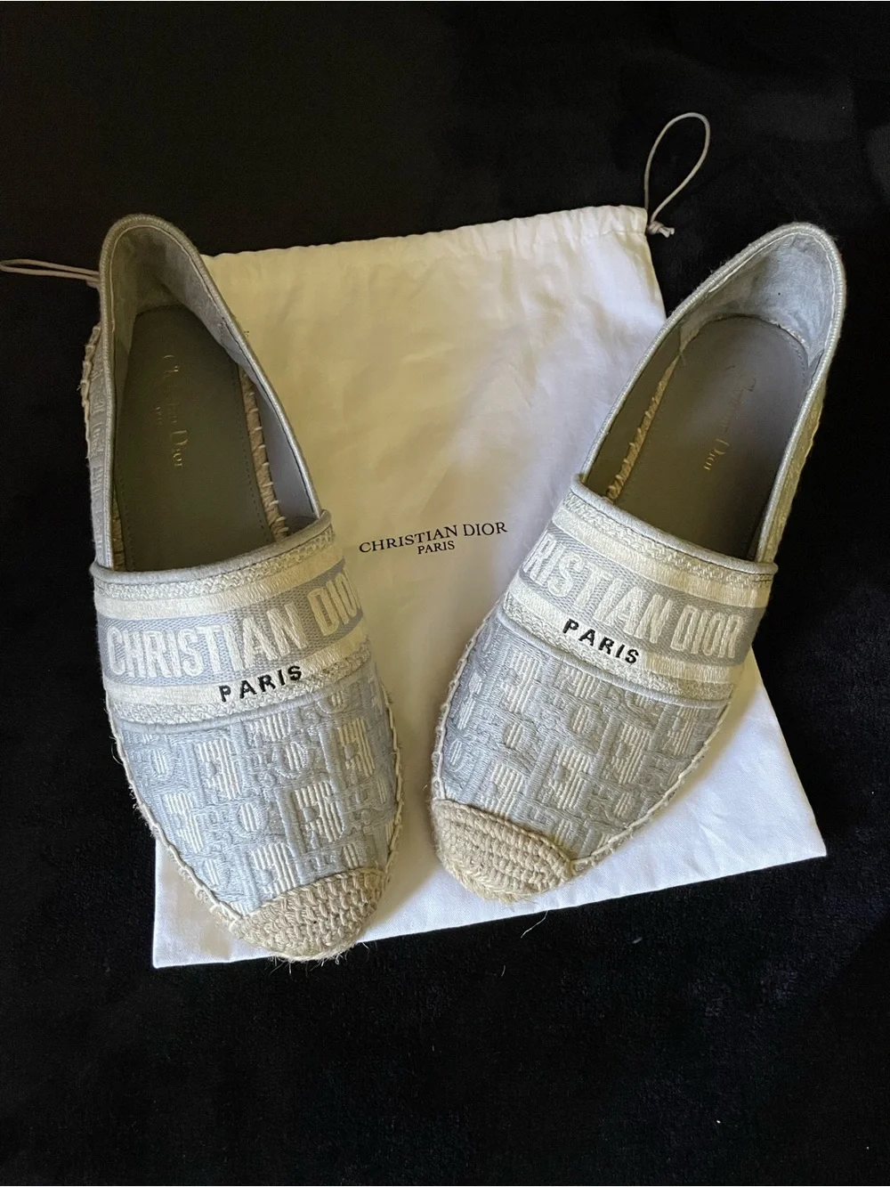 Authentic Christian Dior Gray Logo Espadrilles